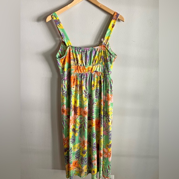 Jamie & Layla Tropical Floral Print Sleeveless Dress M Green Orange Purple - Picture 8 of 8